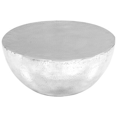 vidaXL Tavolino da Caffè in Alluminio Martellato 70x30 cm Argento