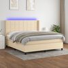 vidaXL Letto a Molle con Materasso e LED Crema 180x200 cm in Tessuto
