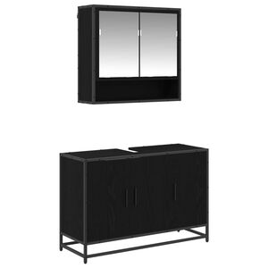 vidaXL Set di mobili per il bagno 2 pcs Rovere Nero Legno multistrato