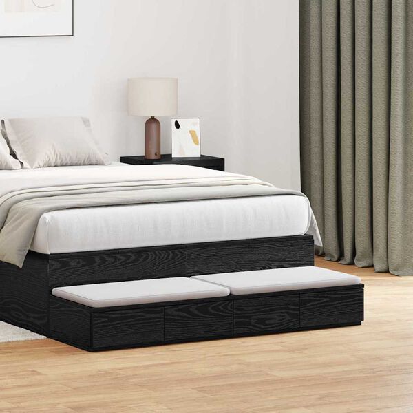vidaXL Cassetti per letto Rovere Nero 120 x 36,5 x 16,5 cm