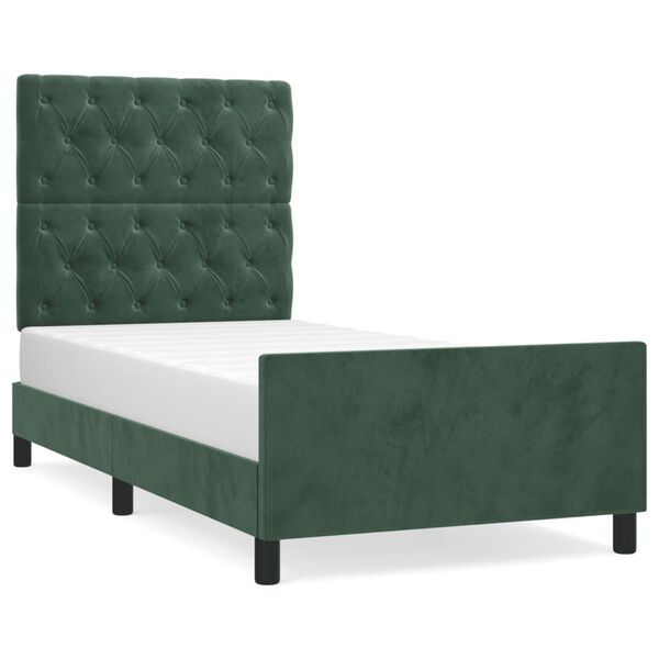 vidaXL Giroletto senza Materasso Verde Scuro 80x200 cm in Velluto