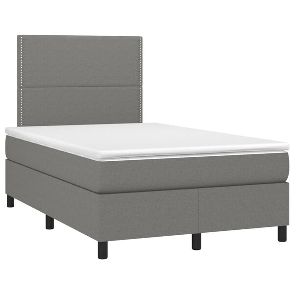 vidaXL Letto a Molle Materasso e LED Grigio Scuro 120x190cm in Tessuto