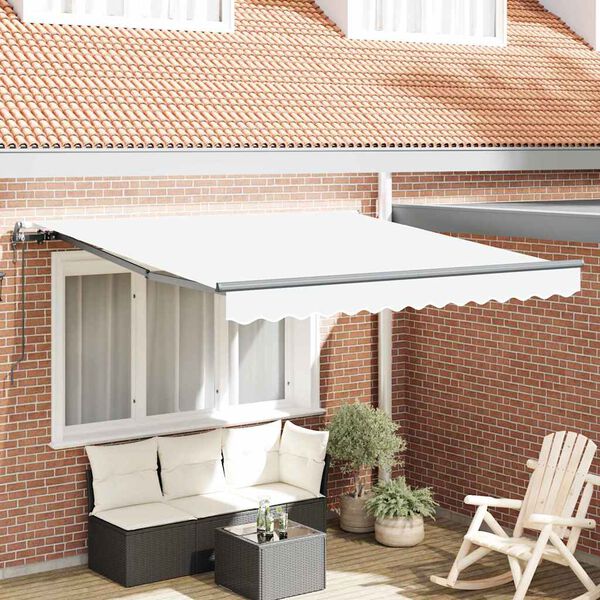 vidaXL Tenda Retrattile Bianco 350 x 250 cm Tessuto e Alluminio