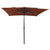 vidaXL Ombrellone a 3 Livelli Palo in Alluminio Terracotta 2,5x2,5m