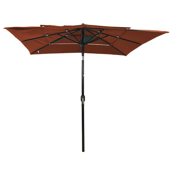 vidaXL Ombrellone a 3 Livelli Palo in Alluminio Terracotta 2,5x2,5m