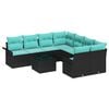 vidaXL Set Divano da Giardino con cuscino 9 pcs Nero polyrattan