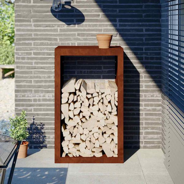 vidaXL Rack per Legna da Ardere 60x40x100 cm in Acciaio Corten