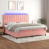 vidaXL Letto a Molle con Materasso e LED Rosa 200x200 cm in Velluto