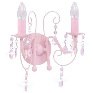 vidaXL Lampada da Muro con Perle Rosa 2 Lampadine E14