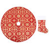 vidaXL Gonna per albero di Natale di lusso con calza rossa 122 cm in tessuto