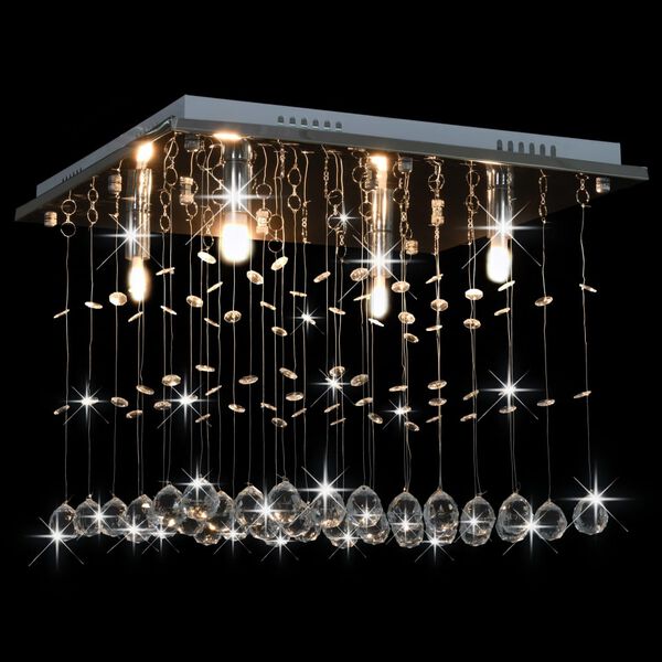 vidaXL Lampadario con Perle di Cristallo a Cubo Argento G9
