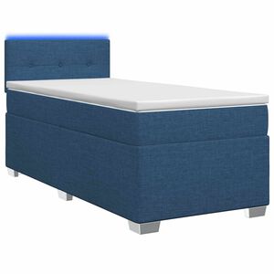 vidaXL Letto con Box Spring, Materasso e LED Blu 80 x 200 cm Tessuto