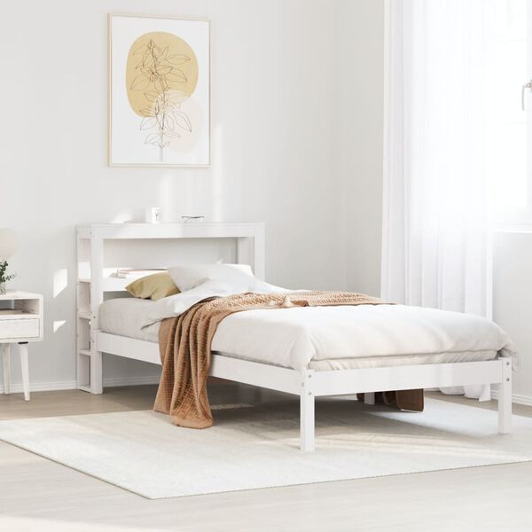 vidaXL Letto senza Materasso Bianco 75x190 in Legno Massello di Pino