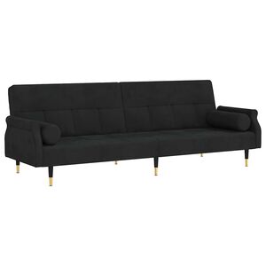 vidaXL Divano Letto con Cuscini Nero in Velluto