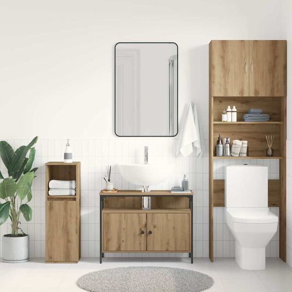 vidaXL Armadio per Lavabo da Bagno rovere artigianale 80 x 30 x 60 cm