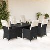 vidaXL Set da Pranzo da Giardino 9 pz con Cuscini Nero in Polyrattan