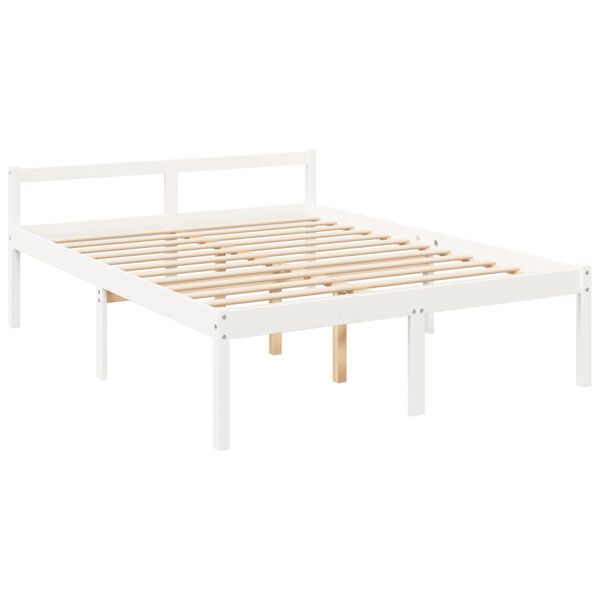 vidaXL Letto per Anziani Bianco 160x200 cm in Legno Massello di Pino
