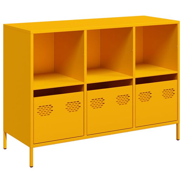 vidaXL Credenza Giallo Senape 101,5x39x73,5 cm Acciaio Laminato Freddo