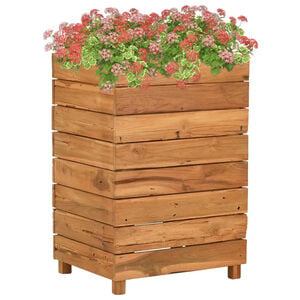 vidaXL Letto Rialzato 50x40x72 cm Legno di Teak di Recupero e Acciaio