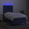 vidaXL Letto a Molle con Materasso e LED Blu 90x190 cm in Tessuto