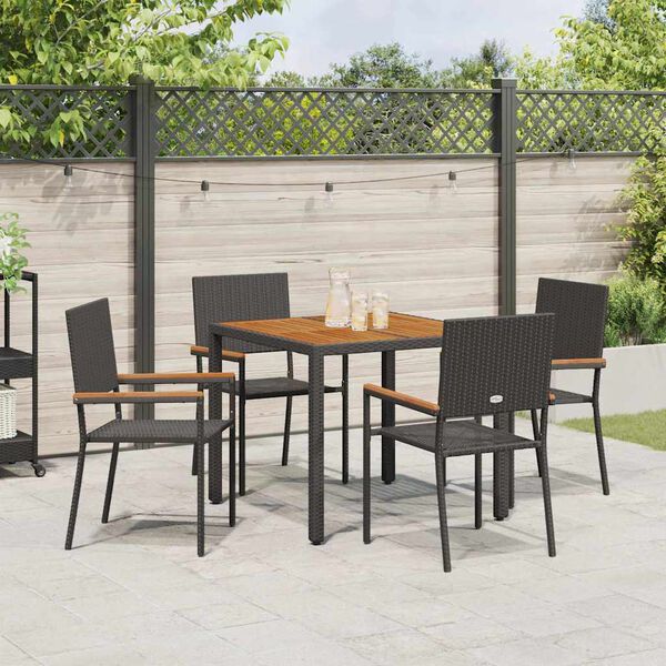 vidaXL Set da Pranzo per Giardino 5 pcs Nero e Marrone polyrattan