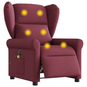 vidaXL Poltrona Massaggiante Reclinabile Elettrica Rosso Vino Tessuto