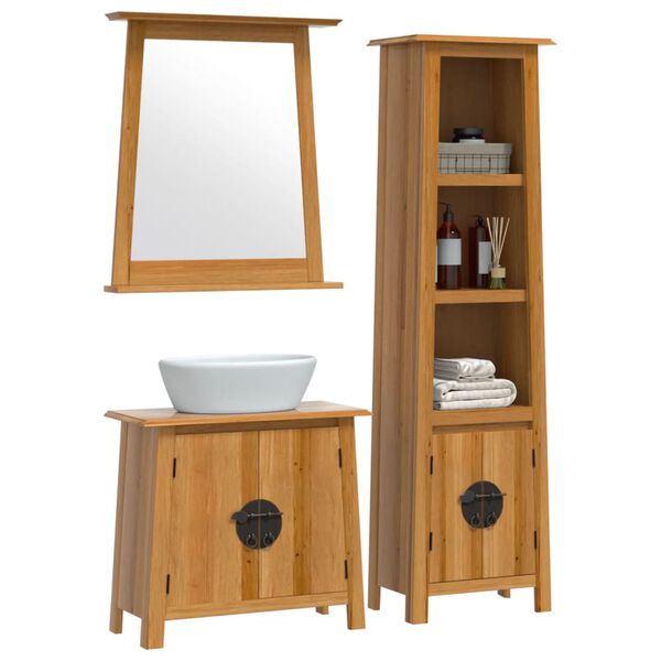 vidaXL Set Mobili da Bagno 3 pz in Legno Massello di Pino