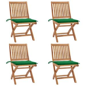 vidaXL Sedie Pieghevoli con Cuscini 4 pz Massello di Teak