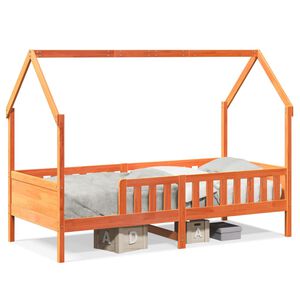 vidaXL Giroletto Casetta Bambini Marrone Cera 90x200 cm Massello Pino