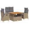 vidaXL Set da Pranzo da Giardino 4 pz con Cuscini Beige in Polyrattan