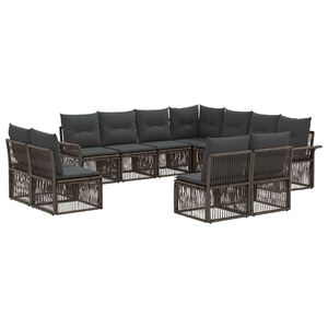 vidaXL Set Divano da Giardino 11 pz Grigio polyrattan