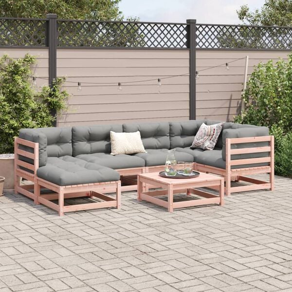vidaXL Set Divani Giardino 7 pz Cuscini Legno Massello Abete Douglas