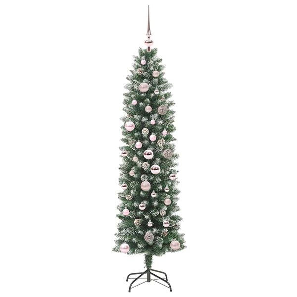 vidaXL Albero di Natale Artificiale Sottile Verde e Bianco 150 cm