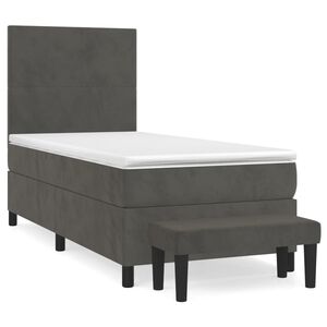 vidaXL Giroletto a Molle con Materasso Grigio Scuro 80x200 cm Velluto