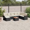 vidaXL Set Divani da Giardino 9 pz con Cuscini Nero in Polyrattan