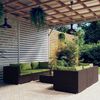 vidaXL Set Divani da Giardino 7 pz con Cuscini in Polyrattan Marrone