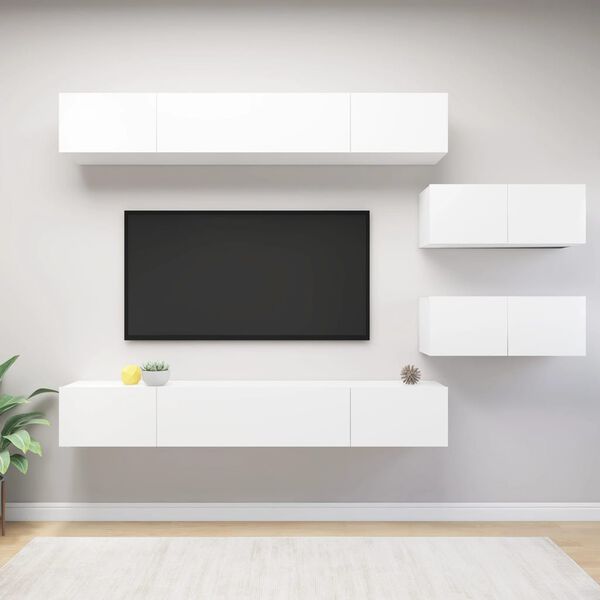 vidaXL Set Mobili Porta TV 6 pz Bianco in Legno Multistrato
