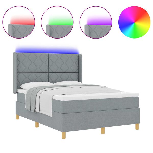 vidaXL Letto a molle con materasso Grigio chiaro 140 x 200 cm Tessuto