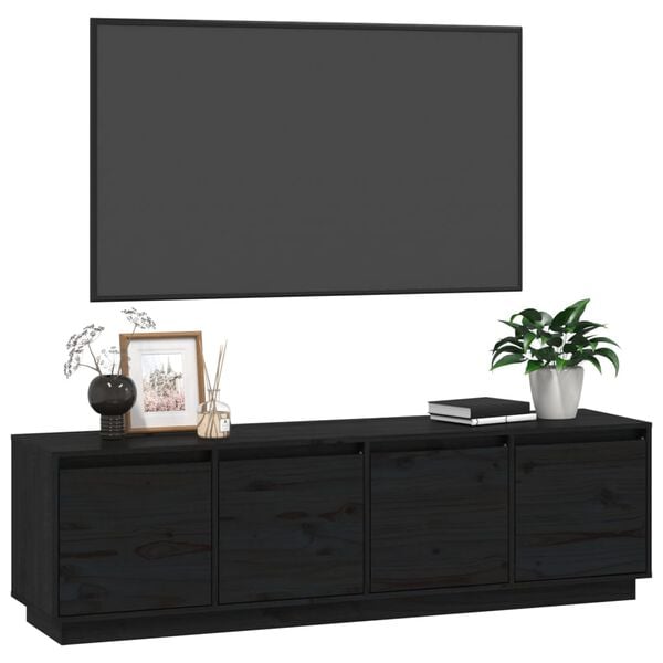 vidaXL Mobile Porta TV Nero 156x37x45 cm in Legno Massello di Pino