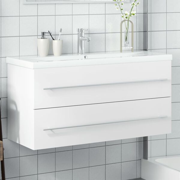 vidaXL Mobile da Bagno con Lavabo Bianco