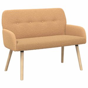 vidaXL Divano a 2 Posti con Gambe in Legno Massello Beige Boucl&eacute;