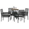 vidaXL Set da Pranzo per Giardino 5 pcs Nero Poly Rattan