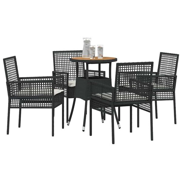 vidaXL Set da Pranzo per Giardino 5 pcs Nero Poly Rattan