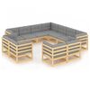 vidaXL Set Divani Giardino 11 pz con Cuscini in Legno Massello di Pino
