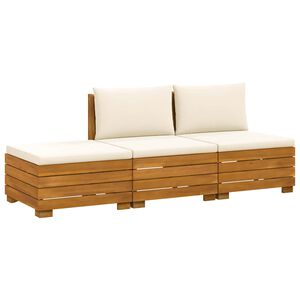 vidaXL Set di divani da esterno con cuscino 3 Pezzo Marrone