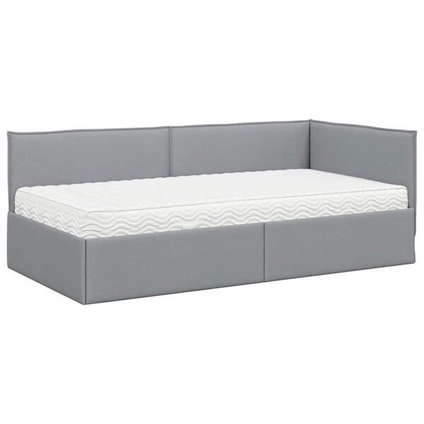 vidaXL Struttura Letto Angolare con Materasso 2 pcs Grigio chiaro
