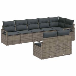 vidaXL Set Divano da Giardino con cuscino 8 pcs Grigio polyrattan