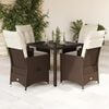 vidaXL Set da Pranzo da Giardino 5pz con Cuscini in Polyrattan Marrone