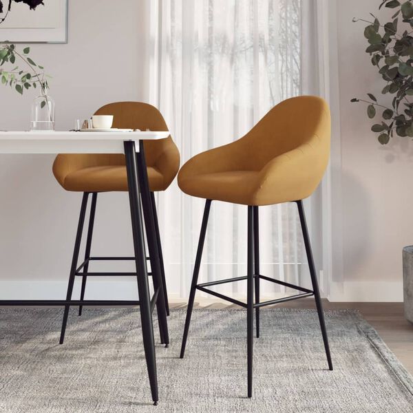 vidaXL Sgabelli da Bar 2 pz Marroni in Velluto