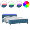 vidaXL Letto a Sorgente LED Blu Scuro 180 x 200 cm Velluto